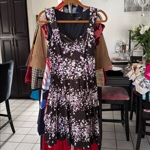 White House Black Market Black and Lavender Floral Mini Dress